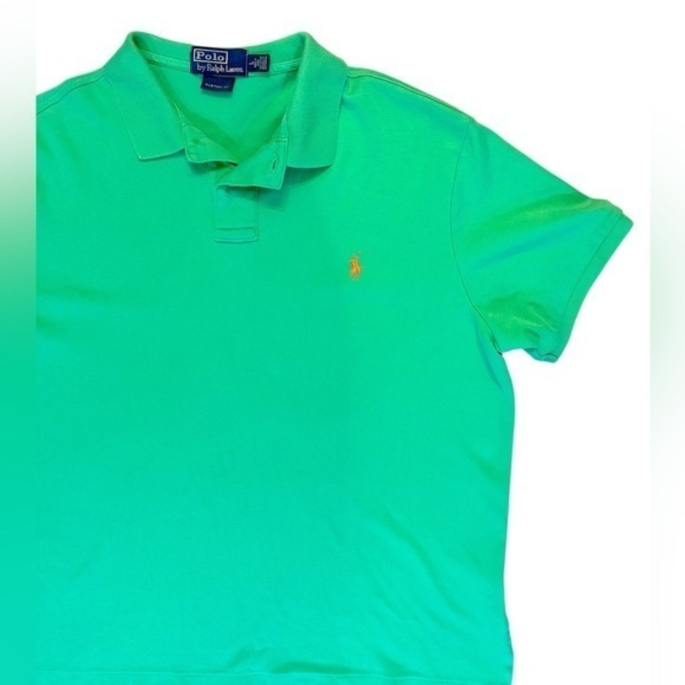 Polo by Ralph Lauren Short Sleeve Polo Shirt - Mens Size Large - Green Orange